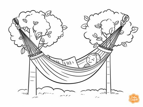 illustration of Smiling hammock illustration Hammock Illustration, Peaceful Art, Cozy Hammock, Camping Coloring Pages, Family Coloring Pages, Unique Coloring Pages, Peace Art, Hammock Camping, Clipart Black And White