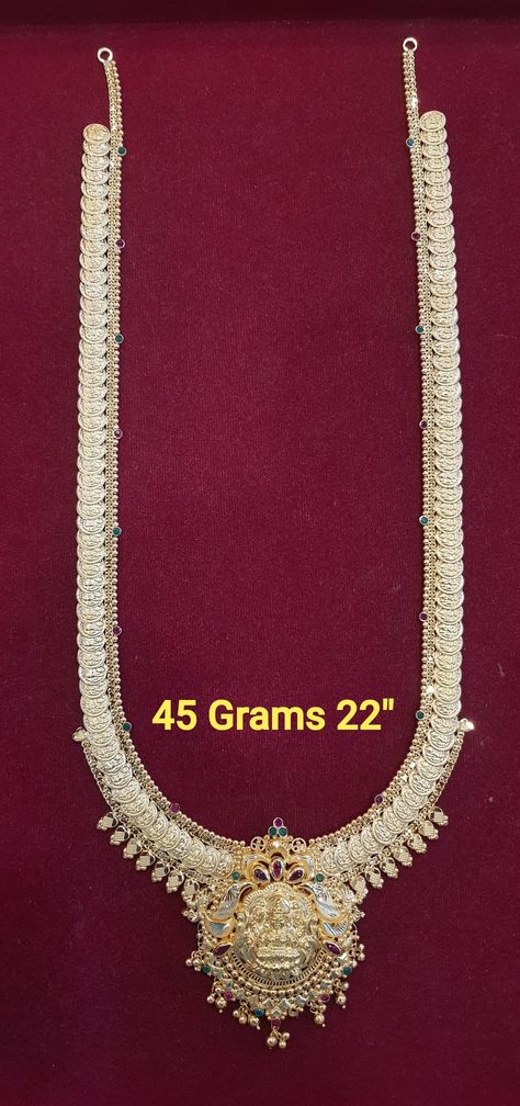 Simple Kasulaperu Jewellery, Light Weight Kasulaperu Designs, Kasu Haram, Lakshmi Haram, Kasu Mala, Gold Necklace Price, Wedding Jewelry Sets Bridal Jewellery, Long Haram, Gold Temple Jewellery