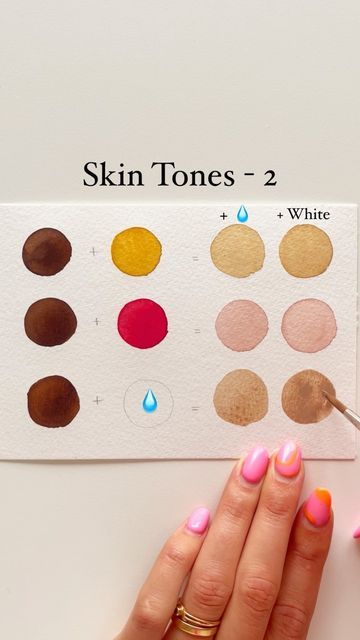 Watercolor Flesh Tones, How To Make Skin Colour With Watercolour, Skin Tone Watercolor Tutorial, Skintone Palettes Mixing, Painting Skin Tones Watercolor, Skin Undertones Art, Skin Tone Color Mixing, Watercolour Skin Tones, How To Make Skin Color Paint Watercolor