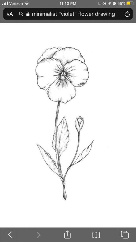 Drawing Of Violet Flower, Pansies Tattoo Black And White, Black And White Violet Flower Tattoo, Violet Sketch Flower, Impatients Flowers Tattoo, Black And White Violet Tattoo, Violet Flower Line Drawing, Pansy Line Art, Pansy Tattoo Small Black And White