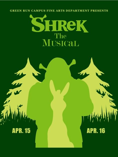 Shrek Musical Poster, Shrek The Musical Poster, Shrek Poster, Shrek Drawing, Shrek Musical, Poster Animation, Shrek Jr, Shrek The Musical, Disney Punk