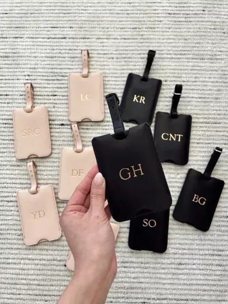 Travel luggage tags as party favors or gifts for bridesmaids and groomsmen. Perfect to give out on a bachelor or bachelorette party! I’ve had these same leather luggage tags for six years and they are fantastic quality! You can customize and monogram them, too. #LTKstyletip #LTKwedding #LTKtravel Bridesmaid Gift Baskets, Groomsmen Favors, Bachelorette Party Gift Bag, Bachelorette Bag, Bridesmaids Proposal, Gifts For Bridesmaids, Bridesmaid Diy, Bachelor Gifts, Customized Bridesmaid Gifts