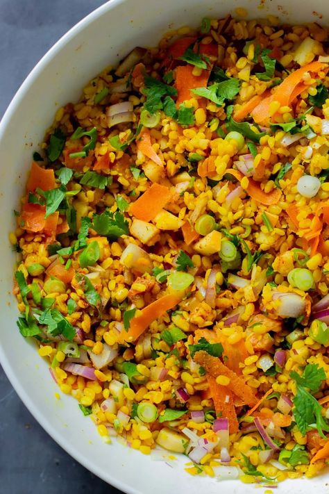 Chaat Indian, Moong Dal Recipe, Indian Lentils, Lentil Salad Recipes, Vegan Sandwiches, Lentil Tacos, Yellow Lentils, Vegan Richa, Dal Recipe