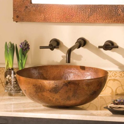 Luxury Brushed Nickel and Copper Bathroom Sinks | Native Trails Copper Vessel Sinks, Copper Sink Bathroom, Copper Bath, Copper Vessel, Copper Bathroom, Bath Sinks, Undermount Bathroom Sink, Vessel Bathroom Sink, Copper Sink