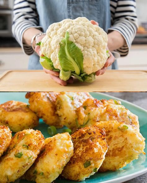 Cauliflower Cheese Patties - Greenku Recipes Cauliflower Rice Patties, Cauliflower Patties Recipes, Cauliflower Cheese Patties, Cauliflower Latkes, Cheesy Cauliflower Patties, Rice Patties, Cauliflower Patties, Cheese Patties, Creamy Dill Sauce