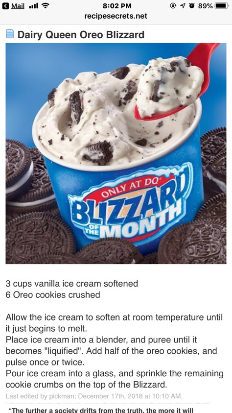 Dairy Queen Oreo Blizzard Copycat Dq Blizzard, Dairy Queen Oreo Blizzard, Oreo Blizzard Recipe Dairy Queen, Dq Blizzard Recipe Copycat, Copycat Dairy Queen Blizzard, Dairy Queen Blizzard Recipe, Homemade Blizzard Dairy Queen, Dq Blizzard Recipe, Dq Recipes