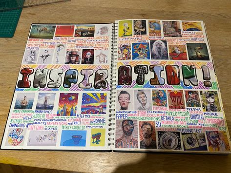 Gcse Art Inspiration Page, Fantastic And Strange Gcse Art Mind Map, Out Of The Ordinary Art Gcse, A Level Art Mind Map, Sketchbook Presentation, Art Igcse, Gcse Sketchbook, Mind Map Art, Textiles Gcse