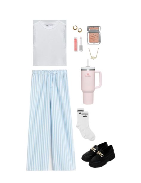 blue stripes pajamas pants outfit outfit ideas | blue stripes pajamas pants outfit Pajamas Pants Outfit, Pajama Pants Outfit, Outfit Ideas Blue, Outfit Ideas For Office, Girls Pajama Pants, Striped Pajama Pants, Pajamas Pants, Striped Pyjamas, Cute Pajamas