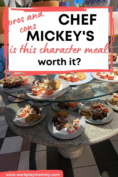 Disney Character Meals, Disney Character Dining, Mickey Mouse Wall, Chef Mickey, Character Dining, Ny Strip, Dessert Tray, Is It Worth It, Dinner Options