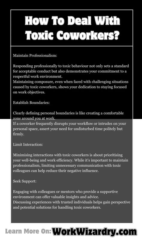 How to deal with toxic coworkers? (10 practical ways to handle) 2 Immature Coworkers, How To Handle Negative People, Dealing With A Difficult Coworker, Micromanaging Coworkers, Dealing With Difficult Coworkers, How To Deal With Toxic Manager, How To Deal With Toxic Coworkers, How To Deal With Difficult Coworkers, How To Deal With Difficult People