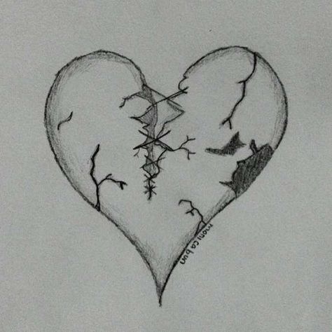 Pencil Art Drawings Break Up, Heart Pencil Drawing, Draw Book, Broken Pencil, Blank Color, Broken Hearted, Easy Love Drawings, Heart Sketch, Drawing Pen