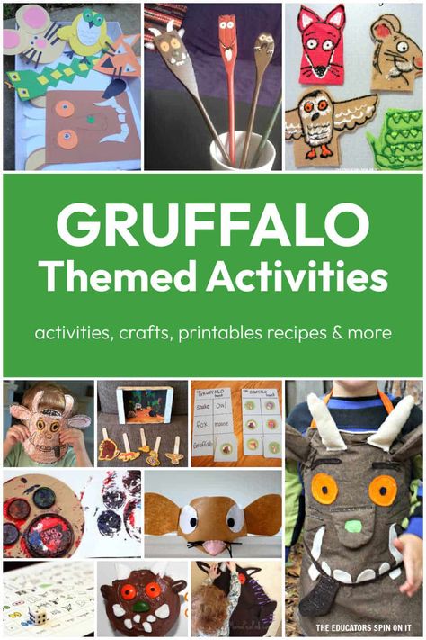 Gruffalo Themed Activities for Kids Gruffalo Craft Preschool, Gruffalo Activities Eyfs Craft, Gruffalo Crafts For Toddlers, The Gruffalos Child Activities, Gruffalos Child Activities Eyfs, The Gruffalo Activities Preschool, Gruffalo Activities Preschool, Gruffalo Activities Eyfs, Gruffalo Craft