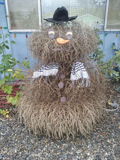 Tumbleweed snowman Diy Tumbleweed Prop, Tumbleweed Illustration, Tumbleweed Decor, Tumbleweed Snowman, Wild West Tumbleweed, Snowmen Ornaments, Christmas Porch Decor, Christmas Porch, Porch Decorating