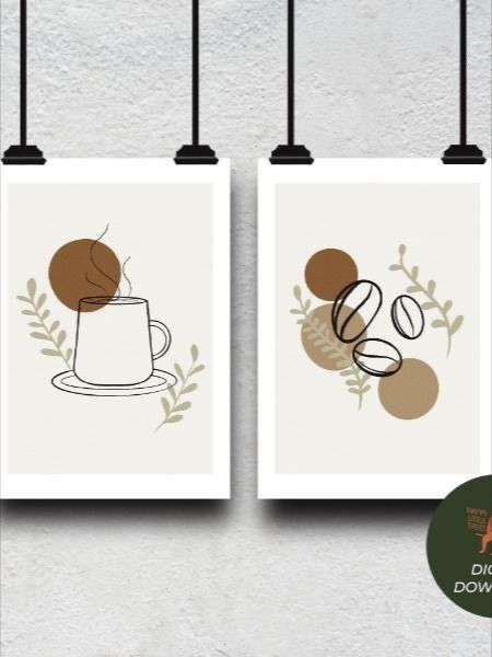 Abstract Coffee Art, Coffee Painting Canvas, Coffee Prints, Boho Art Painting, Coordinates Art, Embroidered Canvas Art, Printable Wall Art Boho, Pastel Boho, Coffee Art Print