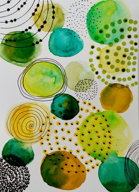 Easy Abstract Watercolor, Watercolor Swirls, Zentangle Watercolor, Watercolor Zentangle, Watercolor Abstract Painting, Watercolour Ideas, Watercolor Circles, Watercolor Paintings For Beginners, Art Journal Therapy