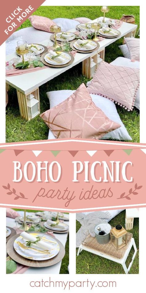 Boho Picnic Birthday Party, Boho Chic Party, Boho Garden Party, 21st Ideas, Chic Birthday Party, Birthday Boho, Picnic Birthday Party, Boho Birthday Party, Girls Birthday Party Themes