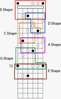 Caged System, Bass Notes, Guitar Tabs Acoustic, Guitar Theory, Guitar Patterns, Guitar Books, Music Theory Guitar, Guitar Lessons Songs, Lead Guitar