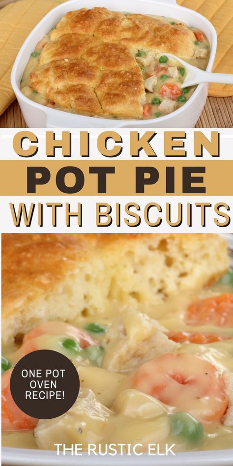 Easy Homemade Chicken Pot Pie, Chicken Pot Pie Recipe With Biscuits, Refrigerator Biscuits, Biscuit Pot Pie, Biscuit Chicken Pot Pie, Easy Chicken Pot Pie Recipe, Pot Pie Casserole, Chicken Pot Pie Casserole, Homemade Chicken Pot Pie