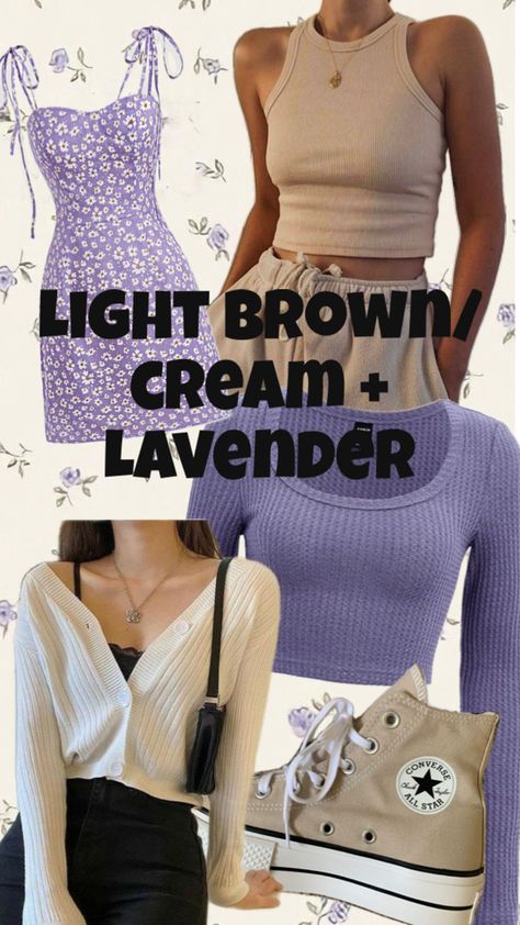 #purple #cream #purpleoutfits #aestheticfits Purple And Cream Outfit, Cream Outfit, Lavender, Cream, Purple