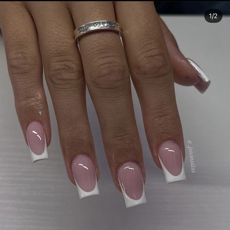 French Tips With Accent Nail, French Nail Acrylic, Nails With Accent Nail, Nails With Accent, Pink Chrome Nails, Nail Acrylic, Acrylic Toe Nails, Accent Nail, Girly Acrylic Nails