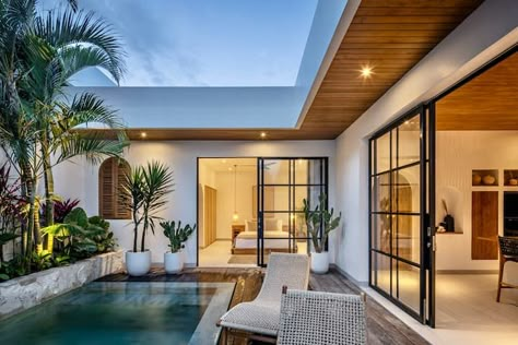 Balinese Villa, Bali Style Home, Modern Tropical House, Modern Villas, Bali House, Canggu Bali, Bali Villa, Pool Villa, Beach Bedroom