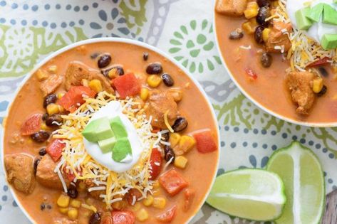 Baja Chicken Enchilada Soup Baja Chicken, Chicken Enchilada Soup Recipes, Enchilada Soup Recipe, Homemade Gourmet, Mexican Soup Recipes, Stuffed Potato, Potato Balls, Snacks Under 100 Calories, Mexican Soup