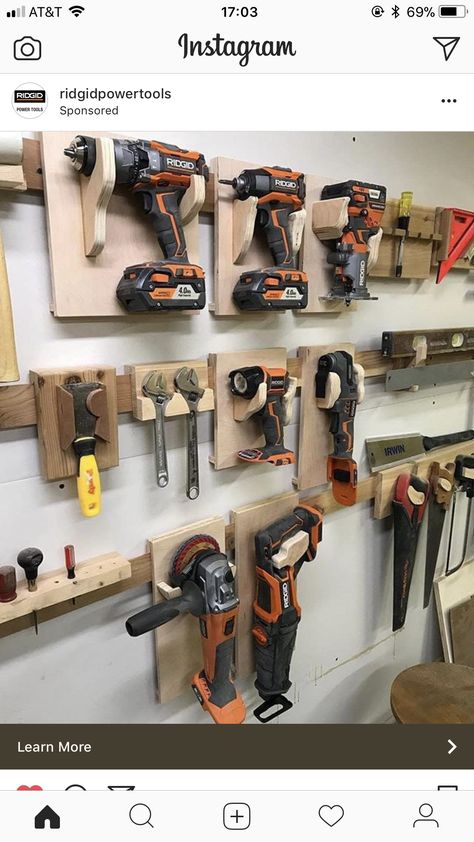 Arbejdsplads Garage, Workshop Organisation, Tool Storage Ideas, French Cleat Storage, Cleat Wall, Tools Organization, French Cleats, Garage Organisation, Power Tool Storage