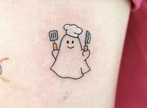 Cooking Tattoo, Culinary Tattoos, Chef Tattoo, Tattoos Cute, Sharpie Tattoos, Ghost Tattoo, Doodle Tattoo, Cute Little Tattoos, Cute Tiny Tattoos