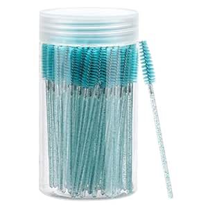 100 Pcs Disposable Mascara Wands, Crystal Eyebrow Spoolies Brush for Eyelash Extensions, Lash Brushes with Container (Blue) Super Long Lashes, Lash Brush, Disposable Mascara Wands, Mascara Application, Diy Eyelash Extensions, Mascara Brush, Eyelashes Mascara, Eyelash Brush, Oil Brush