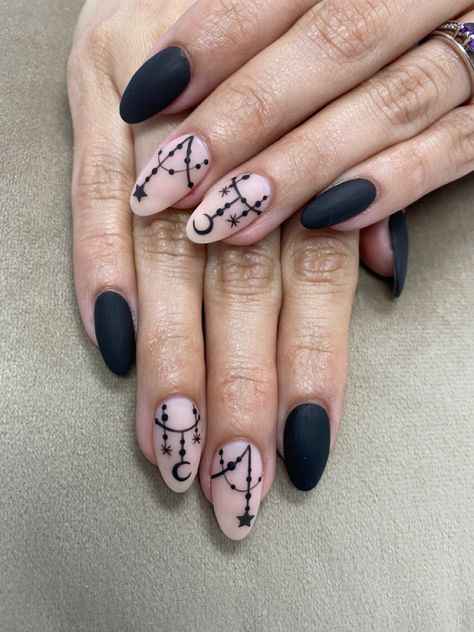 Dark Nude Nails, Jewellery Nails, Almond Dip, Black Almond Nails, Half Moon Nails, Engagement Nails, Cartoon Nails, Holloween Nails, Witchy Nails