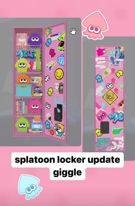 Splatoon Locker Ideas Pink, Splatoon 3 Lockers, Splatoon 3 Locker Ideas, Splatoon Animal Crossing, Splatoon Locker Ideas, Splatoon Outfits, Splatoon Locker, Splatoon Merch, Splatoon Clothes