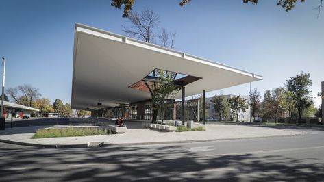 Bus Terminal Slavonski Brod / SANGRAD+AVP architects | ArchDaily Slavonski Brod, Terminal Bus, Urban Landscape Design, Architecture Design Drawing, Bus Terminal, Tree Canopy, Glass Facades, Minimalist Architecture, Canopy Outdoor