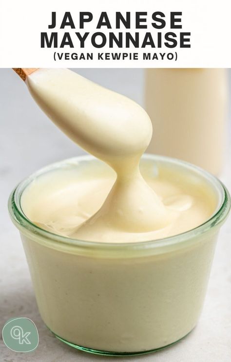 Japanese Mayonnaise Recipe, Japanese Mayonnaise, Okonomi Kitchen, Seasoned Chickpeas, Kewpie Mayo, Vegan Japanese, How To Make Mayonnaise, Kewpie Mayonnaise, Vegan Asian