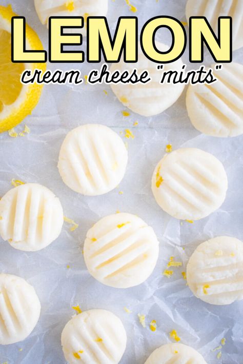 Cream Cheese Mint, Cream Cheese Mints Recipe, Candy Fudge, Cream Cheese Mints, Easy Candy Recipes, Butter Mints, Cream Icing, Lemon Cream Cheese, Candy Ideas