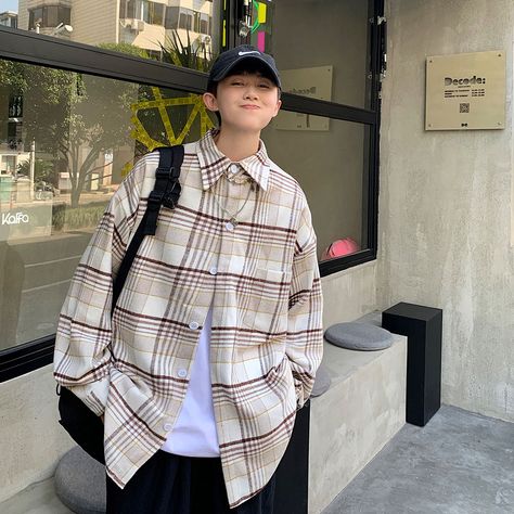 Oversized Plaid Shirts, Tweed Men, Harajuku Shirt, Vintage Blouses, Simple Sweatshirt, Plaid Shirt Men, Shirts Long Sleeve, Casual Cardigans, Trendy Shirts