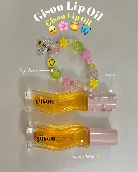 Yellow Lip Gloss, Dior Lip Gloss Aesthetic, Gisou Lip Oil Charm, Lip Oil Packaging, Lip Gloss Design, Smell Like Honey, Gisou Lip Oil, Honey Aesthetic, Dior Lip Oil