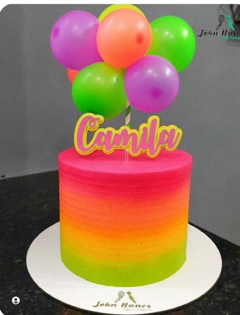 Tortas Neon Party, Neon Party Cake, Glow Party Cake, Neon Birthday Cakes, Neon Pool Parties, Neon Cake, Neon Cakes, Neon Birthday Party, Fiesta Cake