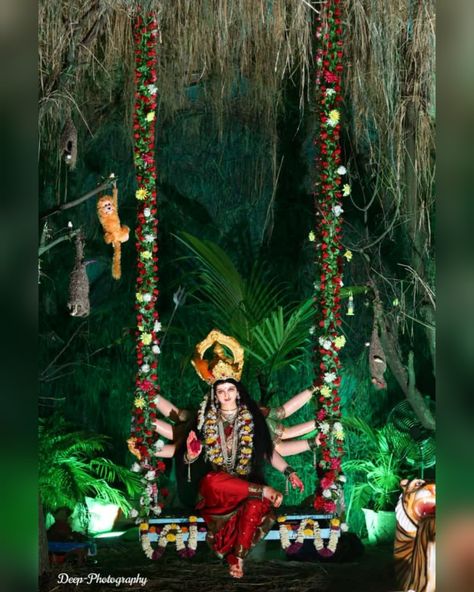 Navratri decoration at my place🙏🌷 #immensejoy🙌 #jaimatadi🙏 #ninedaysofcelebration💫 Navratra Mata Decoration, Navratri Theme Decoration, Navratri Decor, Durgamma Photos, Navratri Decoration, Jungle Theme Decorations, Laxmi Puja, Kali Images, Ma Kali