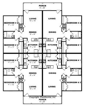 J0124-13-4b 4plex, floor plan Multi Apartment Floor Plans, Quadruplex Plans, 8 Plex Apartment Plans, 4 Plex House Plans 2 Story, Quadruplex Apartment, Apartment Floor Plans Buildings, 4 Apartment Building Plan, Four Plex House Plans, 4plex Apartment Plans