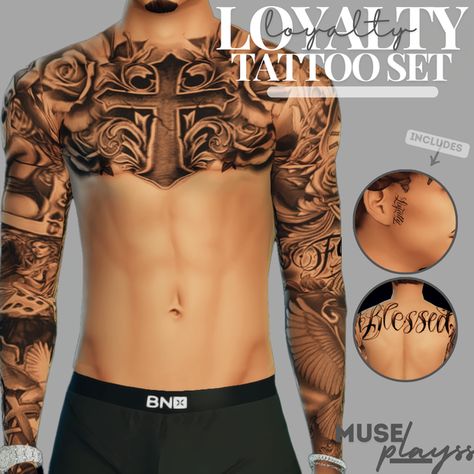 Sims 4 Free Mods, Loyalty Tattoo, Male Sims, Sims 4 Men Clothing, Sims 4 Tattoos, Sims 4 Tsr, Sims Baby, The Sims 4 Skin, Free Sims 4