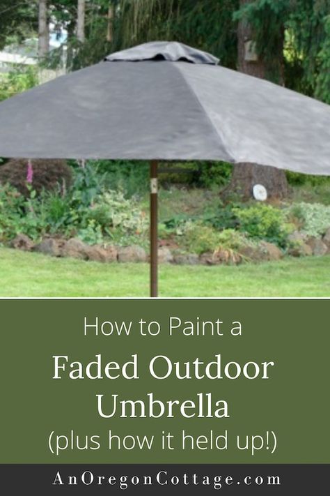 Save money and the environment by updating your faded outdoor umbrella with paint! It's and easy and cheap DIY project that makes your patio umbrella look great - and surprisingly lasts a long time! Patio Umbrellas Diy, Garden Tutorials, Beach Bathroom, Painted Patio, Beach Bathroom Decor, Garden Parasols, Flower Garden Design, Country Cottage Style, Work Diy