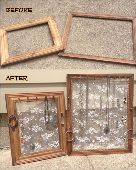 Jewellery Frame Display, Rustic Vendor Display, Earring Rack Diy Display Ideas, Jewelry Wall Display, Frame Jewelry Organizer, Teen Room Makeover, Jewelry Storage Diy, Earring Display Stands, Jewelry Wall