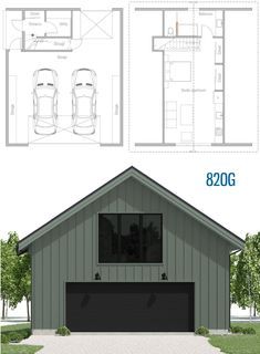 Garage With Loft Interior, Tiny House With Garage Floor Plans, Garage Shop With Living Quarters, Garage With Living Quarters Plans, Garage With Loft Plans, Garage Plans With Living Quarters, Modern Garage Apartment, Cr Ideas, Garage Blueprints