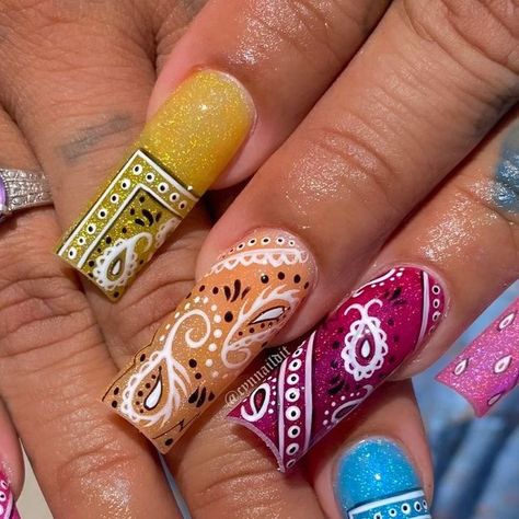 Bandana Nail Art Design, Bandana Nail Art, Bandana Nails, Pride Nails, Shellac Colors, Pedi Ideas, Simple Nail, Gel Nail Designs, Simple Nail Designs