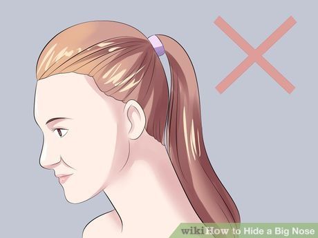 Image titled Hide a Big Nose Step 12 Haircuts For Big Noses, Big Nose Makeup, Grow Your Hair Faster, Haircut For Big Forehead, Hooked Nose, Crooked Nose, Grow Natural Hair Faster, Nose Types, Big Nose Beauty