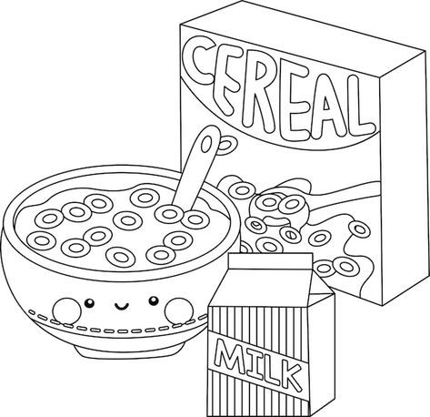 A vector of a cereal bowl in black and w... | Premium Vector #Freepik #vector #cereal-bowl #oatmeal #breakfast-cereal #cereal Bowl Of Cereal Tattoo, Cereals Drawing, Cereal Template, Cereal Drawing, Cereal Bowl Coloring Page, Cereal Coloring Page, Cute Cereal Drawing, Cereal Drawing Illustration, Cereal Killer