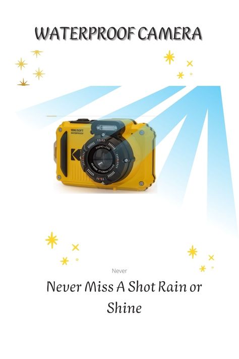 Waterproof to 15m (49') - 2m (6') Shockproof Rating - Dustproof
WiFi Connectivity - 1080P Full HD Video - Vlogging Camera
16 MegaPixel BSI CMOS Sensor - 4X Optical Zoom - Digital Image Stabilization
Rechargeable Li-Ion Battery - 2.7" LCD Screen
SD Card Compatibility: At least Class 4, no larger than 32GB (microSD, microSDHC) - MMC Card not supported
What's In the Box: WPZ2 Camera, Rechargeable Li-Ion Battery, USB Cable, AC Adapter, Wrist Strap, Quick Start Guide, warranty card, and service card Kodak Pixpro, Waterproof Camera, Vlogging Camera, Full Hd, Digital Camera, Yellow