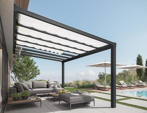 Stockholm 11 ft. x 17 ft. Patio Cover kit | Canopia by Palram Terrasse Med Tak, Store Pergola, Aluminum Patio Covers, Polycarbonate Roof Panels, Outdoor Structure, Patio Pergola, Blinds Design, Polycarbonate Panels, Patio Cover