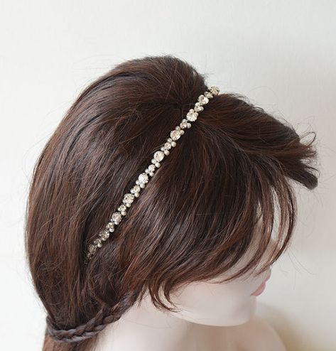 Wedding Headpiece, Bridal Pearl and Rhinestone Head Piece, Simple Hair Vine, Crystal Hair Piece, Halo Forhead Band, Headpiece for Bride Bridal Headband Pearl, Simple Bridal Jewelry, Mum Ideas, Pearl Bridal Headpiece, Headband Pearl, Pearl Bridal Headband, Rhinestone Headpiece, Wedding Hair Jewelry, Pearl Headpiece