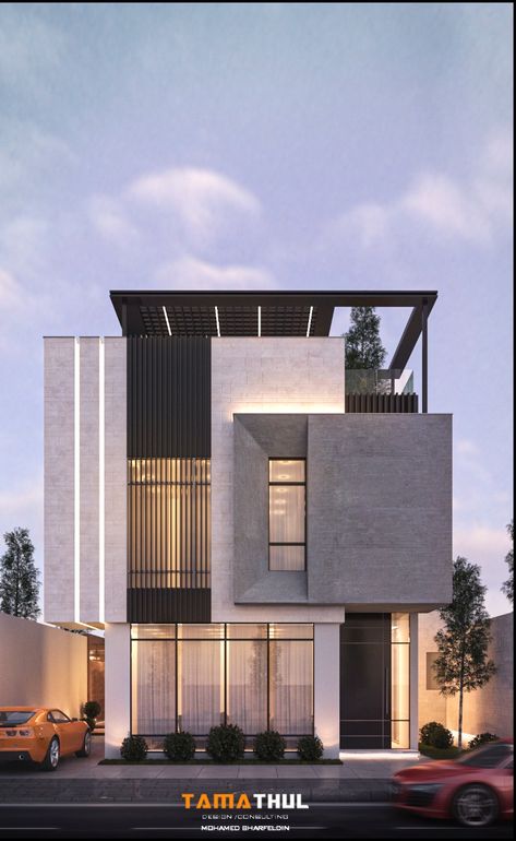 Duplex House Facade Design, Contemporary Facade, Facade Architecture Design, Small House Design Exterior, House Design Exterior, Modern Villa Design, Modern House Facades, Architect Design House, Modern Exterior House Designs